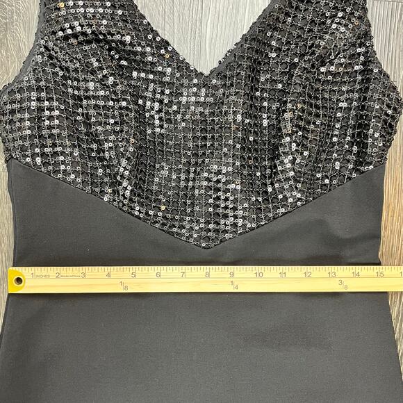 LAUREN Ralph Lauren Sheath Dress Black Sequin Embellished VNeck Sleeveless SZ 8 - Picture 10 of 13